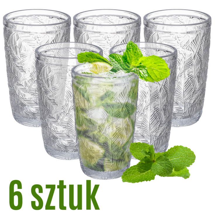 Komplet szklanek wysokich LEAVES 390ml 6 sztuk